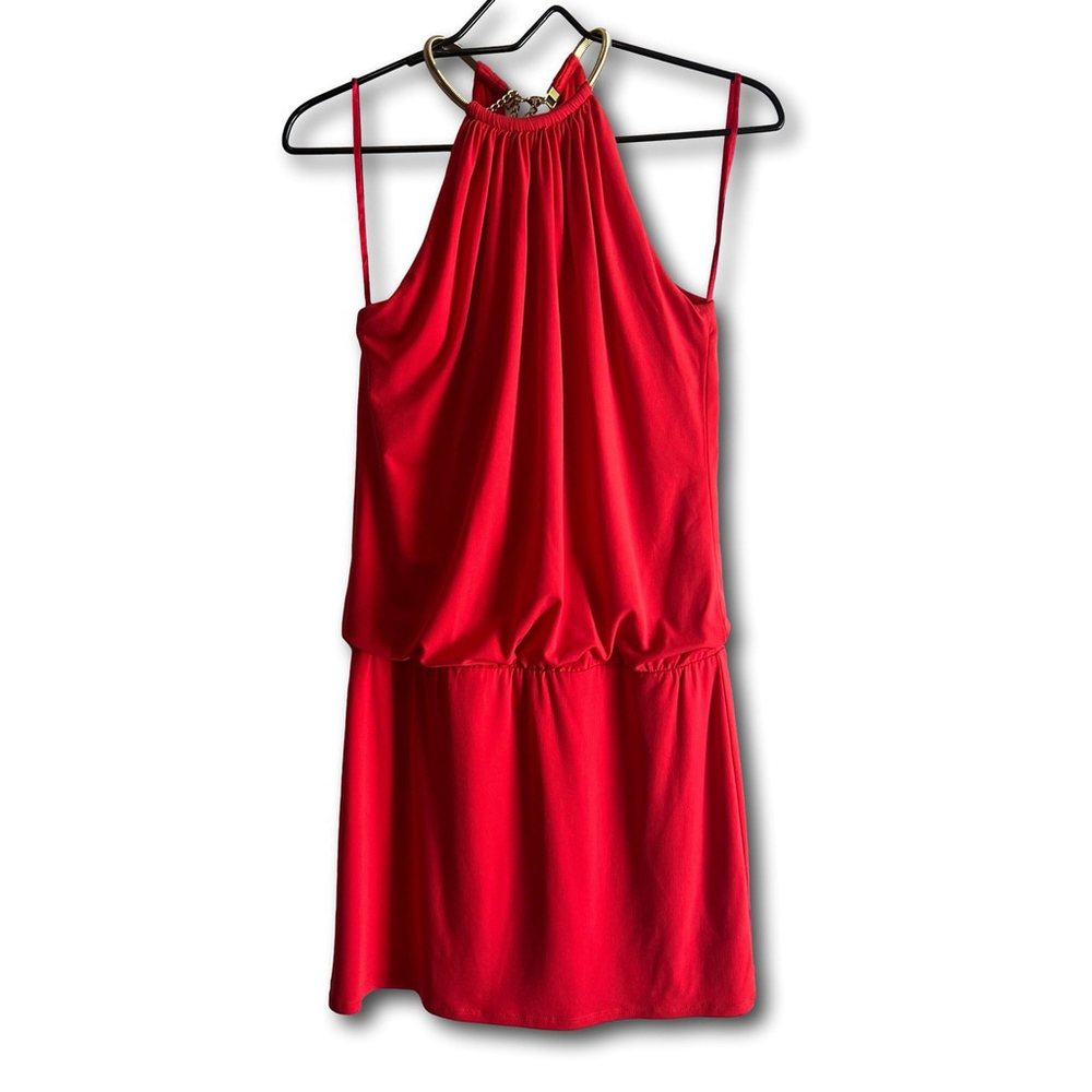 Jessica Simpson Halter Gold Collar Sleeveless Short Mini Dress Red Size 4